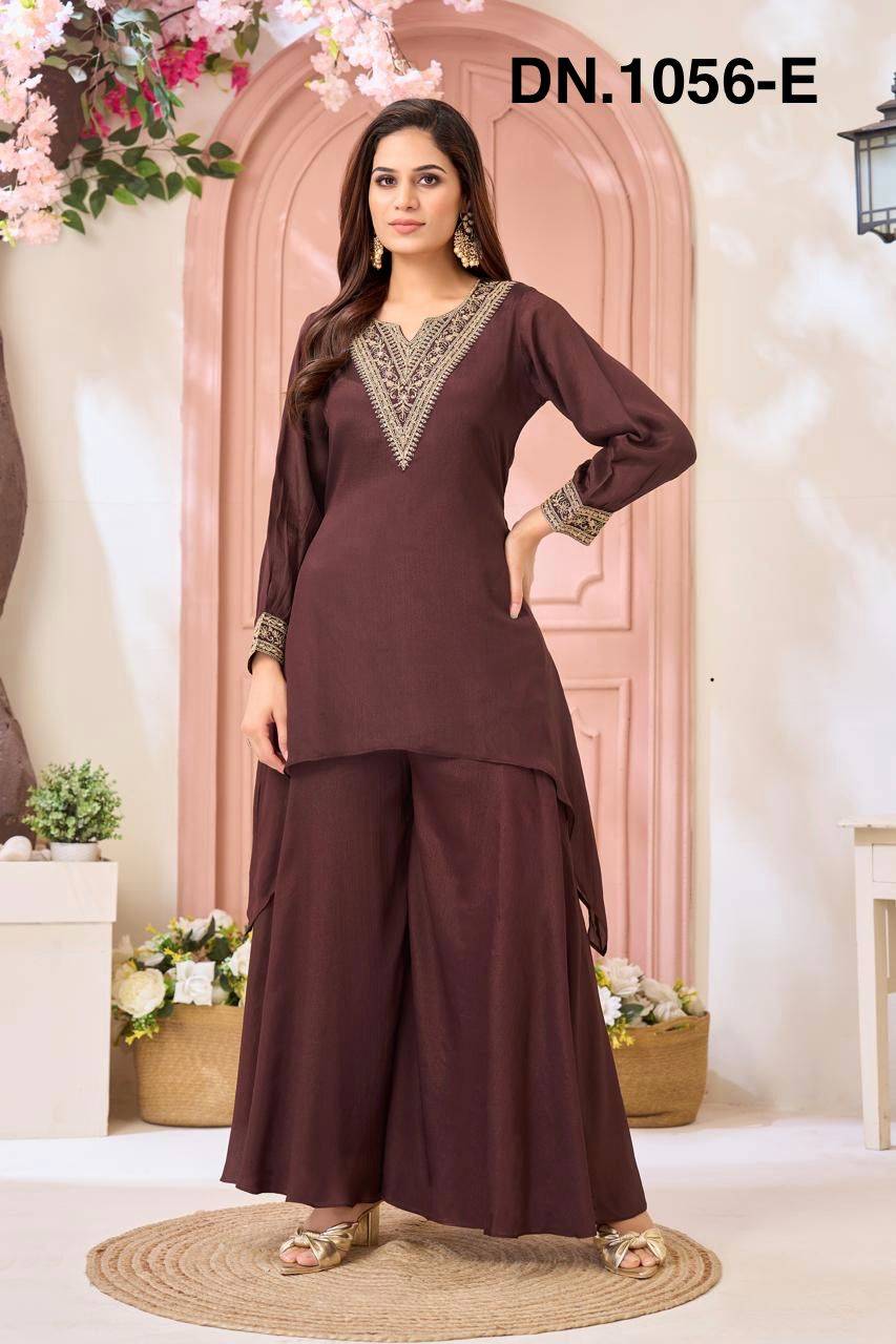 FZ Falsa by KAAMIRI 1056A To 1056E Series Beautiful Fancy Stylish Colourful casual Heavy Chinon Co-ord sets At Wholesale Price